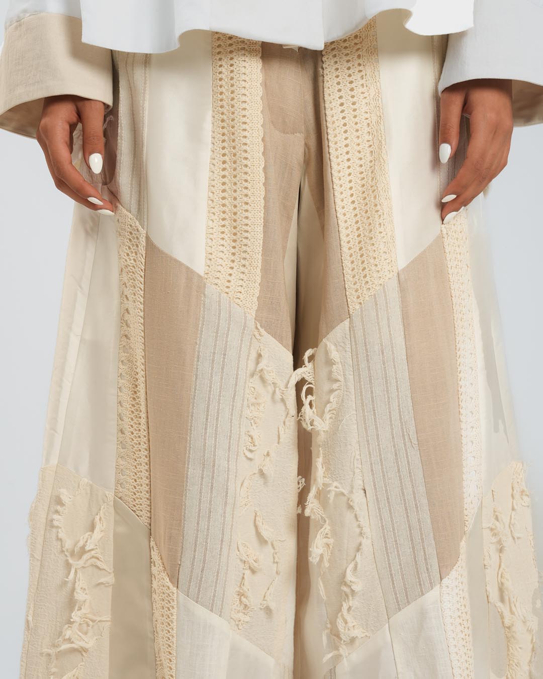 #8 Beige and Off-White Pants