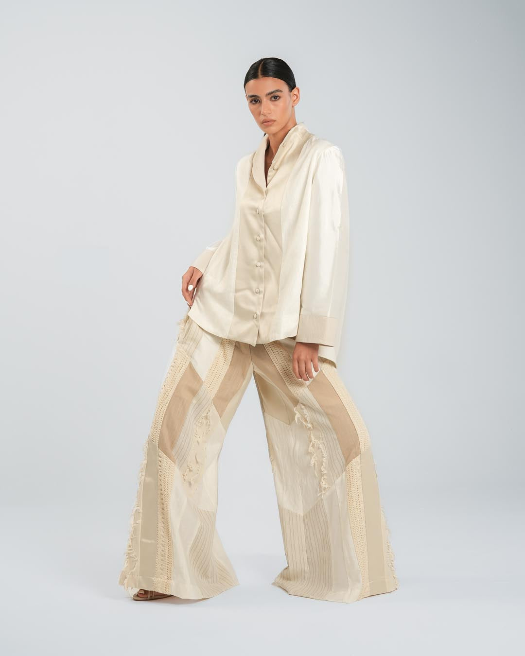 #8 Beige and Off-White Pants