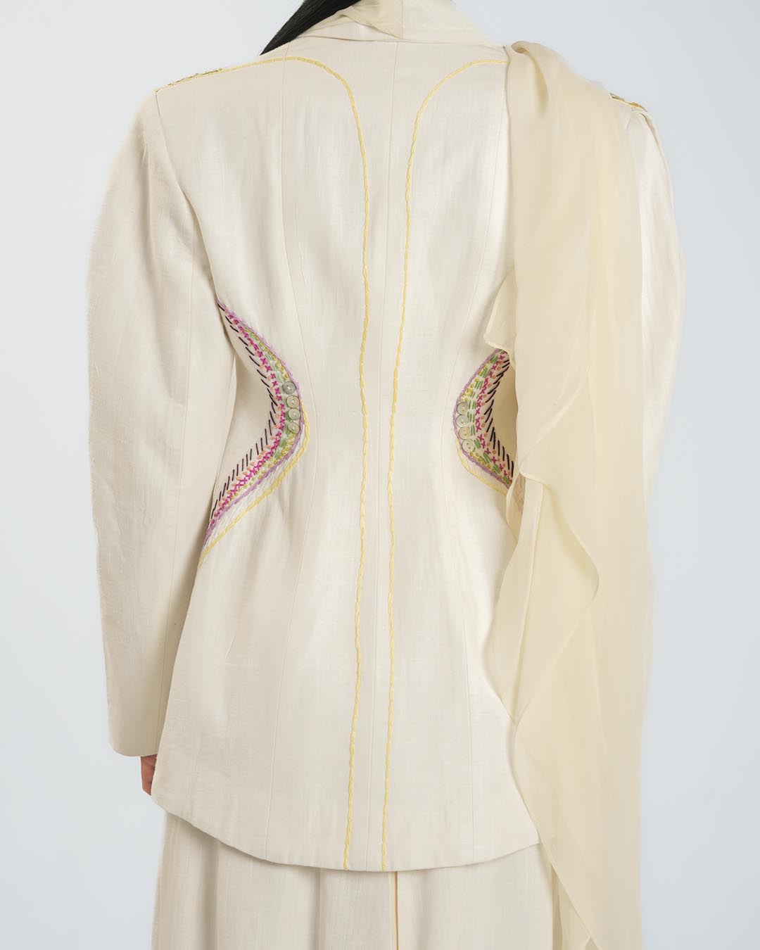 #5 Embroidered Blazer with Wrap Scarf