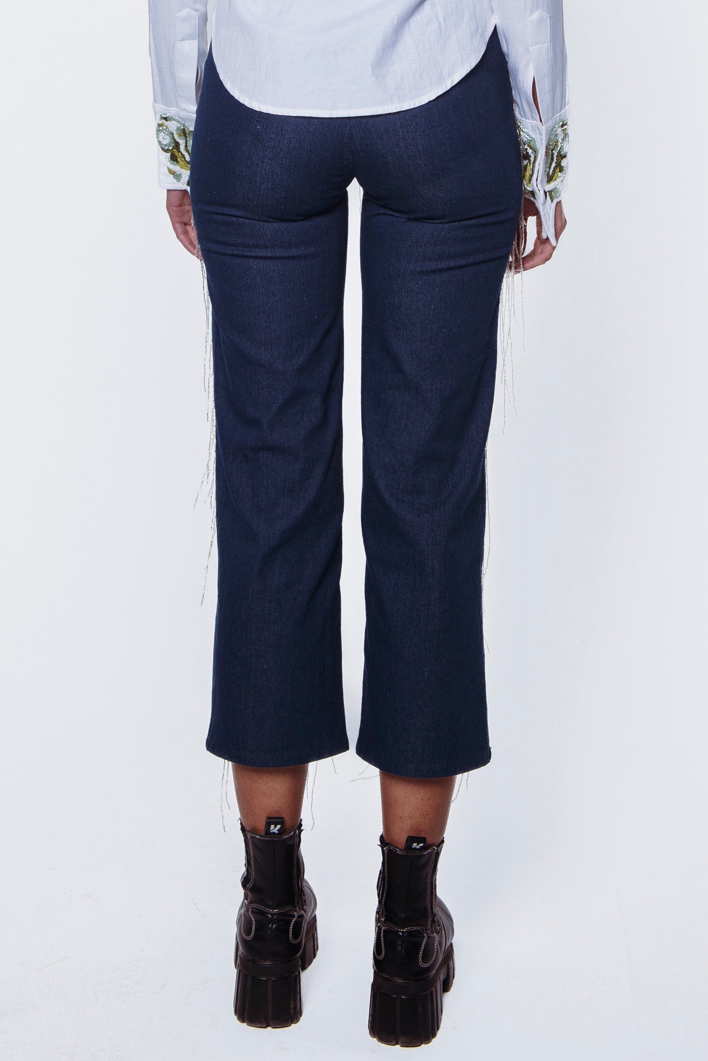 Wadi El Gemal Denim Pants With Fringes