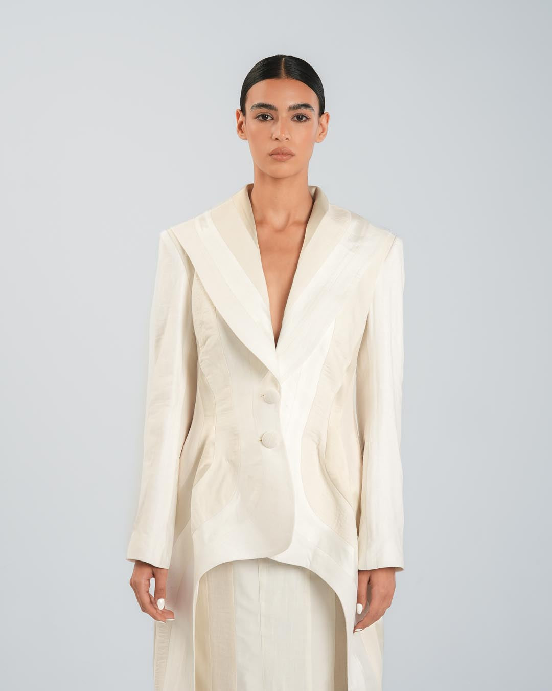 PANELLED BEIGE BLAZER