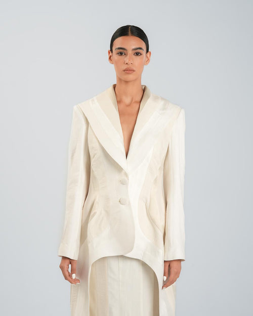 #1 Panelled Beige Blazer