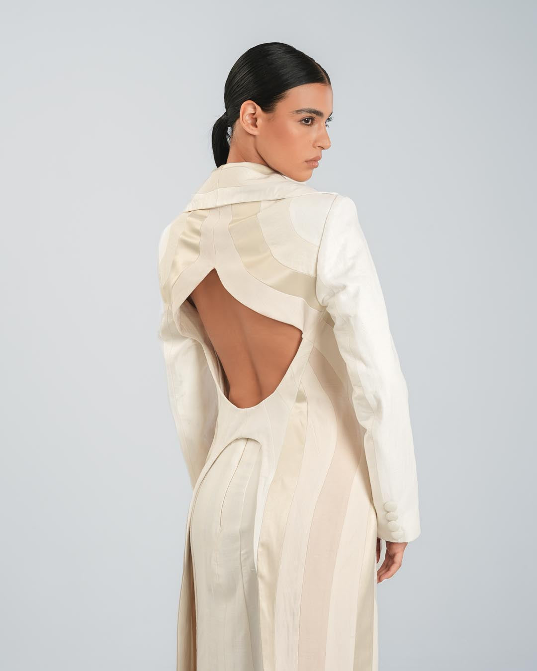 PANELLED BEIGE BLAZER