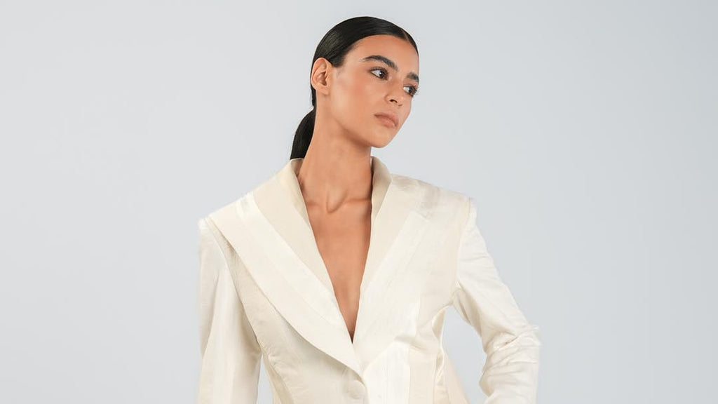PANELLED BEIGE BLAZER