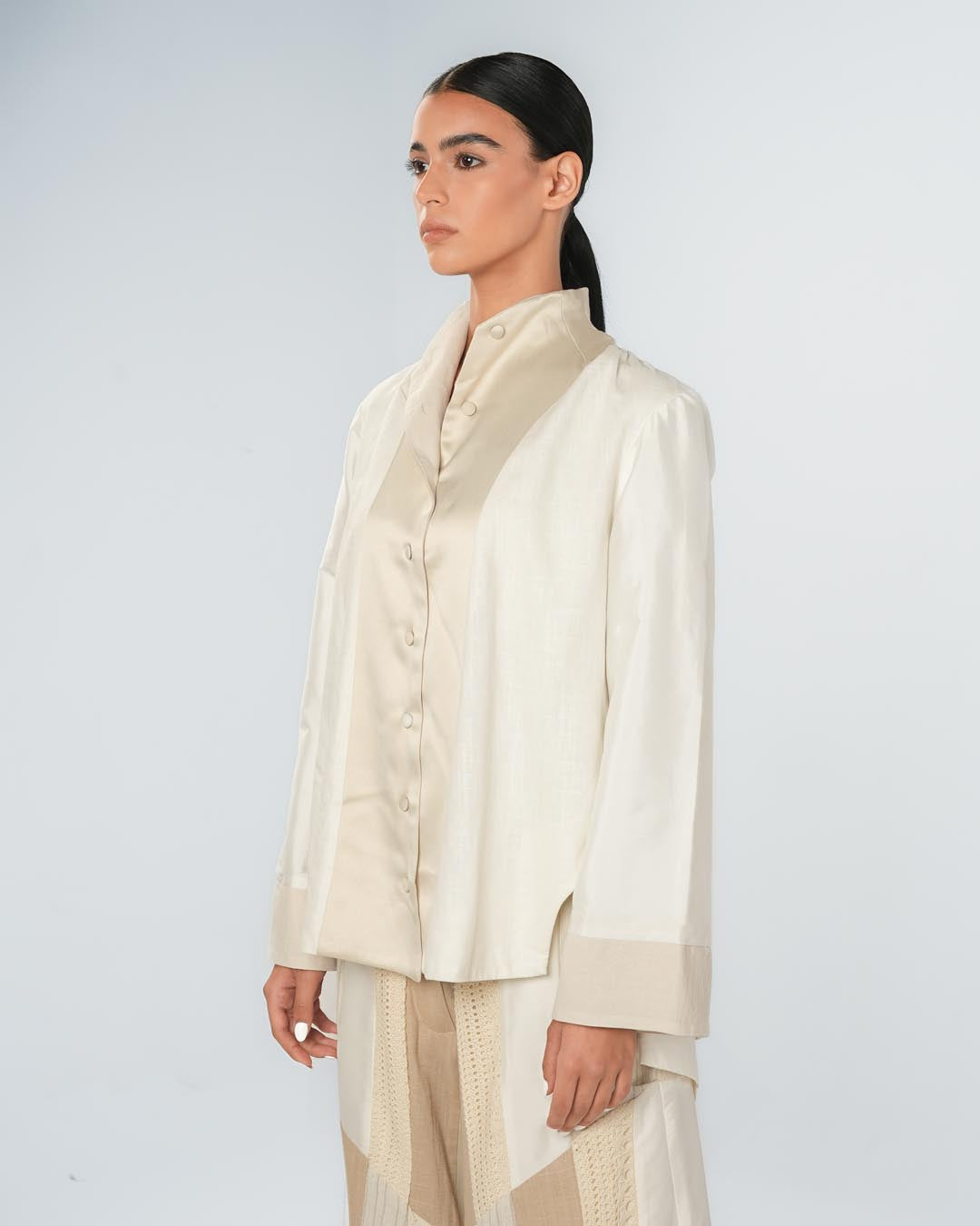 #8 Beige and White Shirt