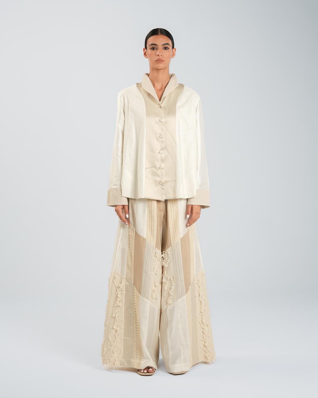 #8 Beige and White Shirt
