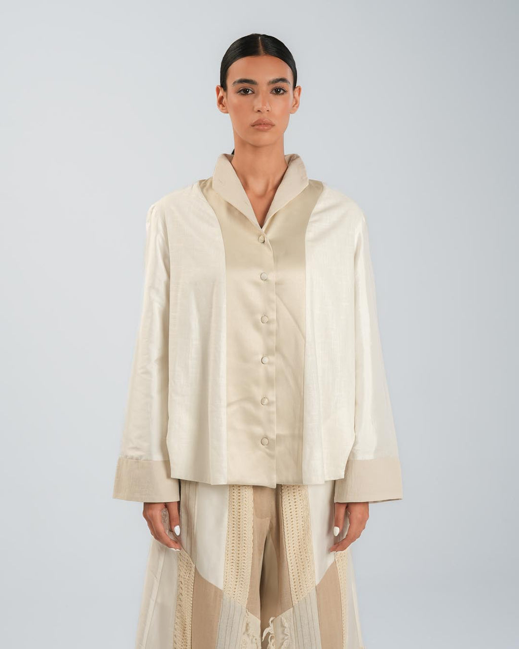 #8 Beige and White Shirt