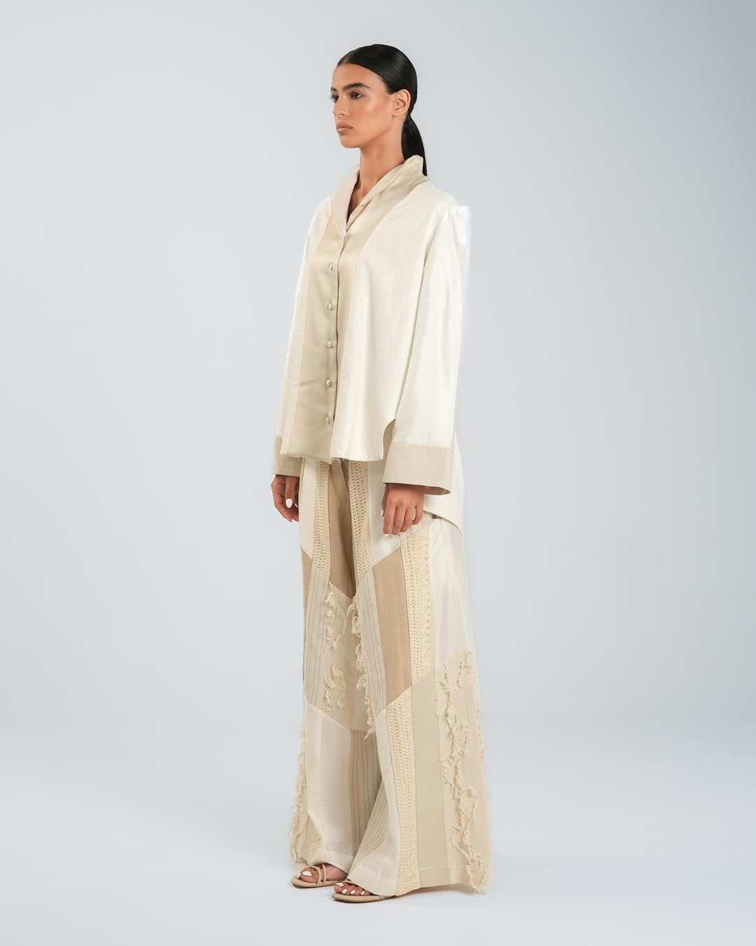 #8 Beige and Off-White Pants