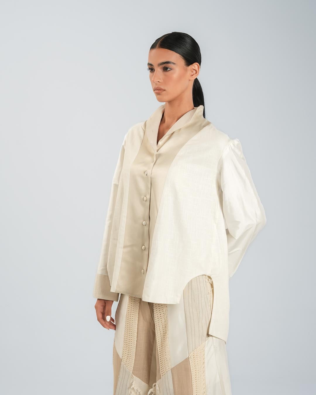 #8 Beige and White Shirt