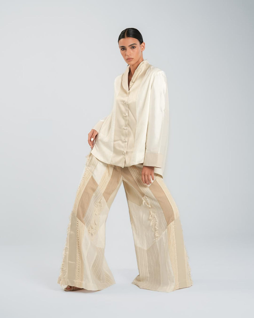 #8 Beige and White Shirt