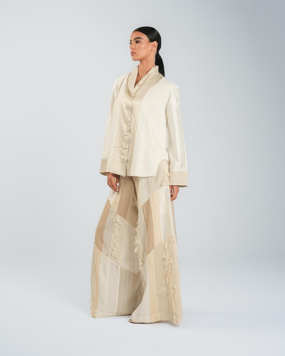 #8 Beige and White Shirt