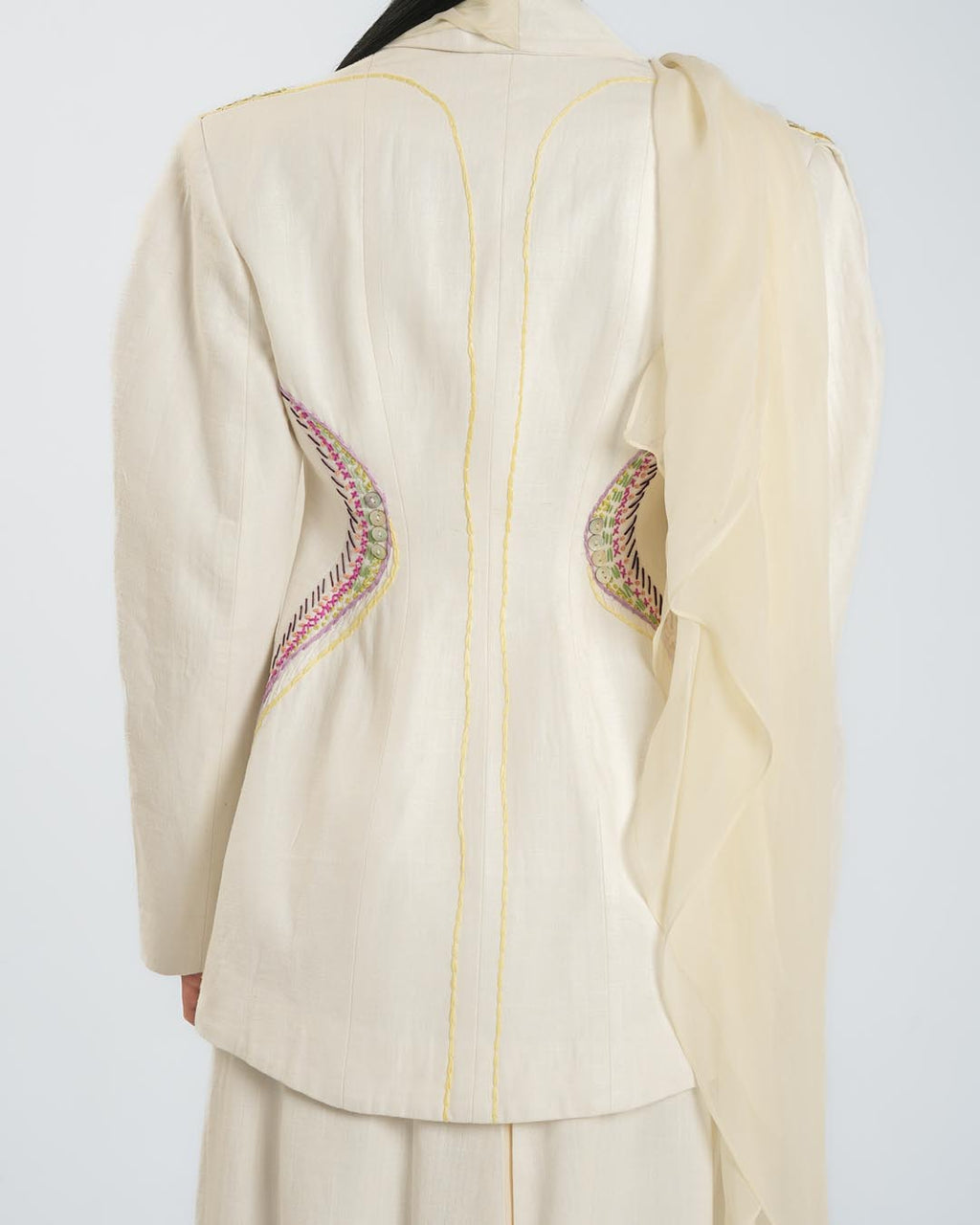 #5 Embroidered Blazer with Wrap Scarf