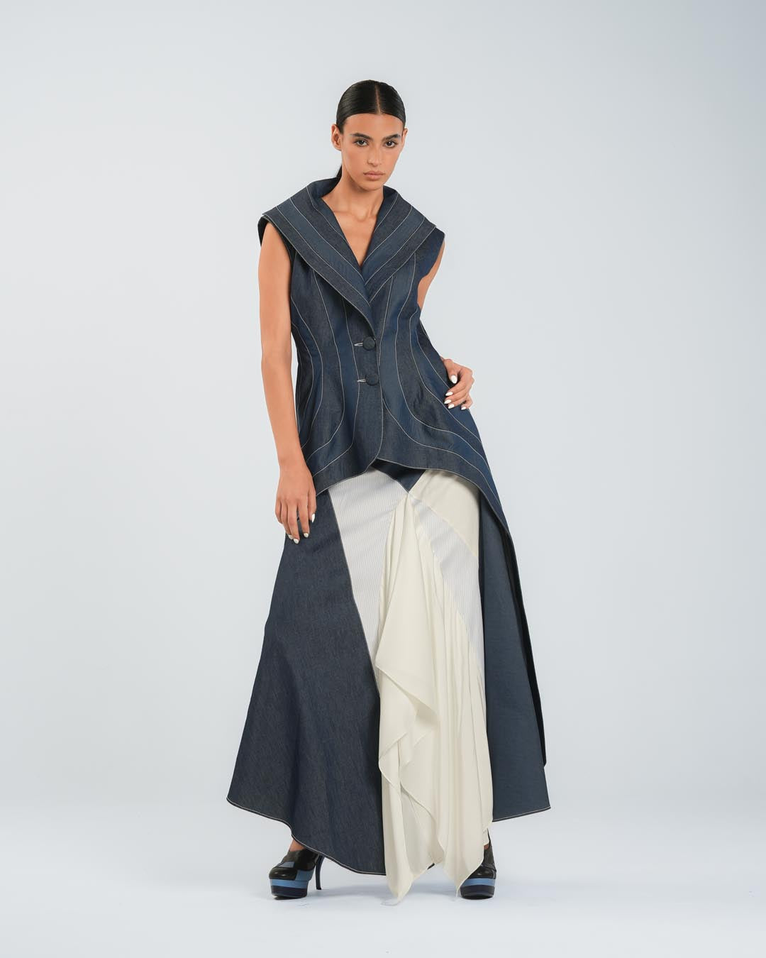 #3 Draped Denim Skirt