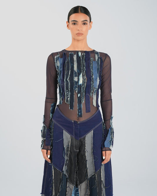 Denim Sheer Bodysuit