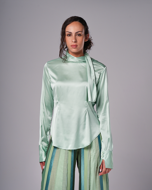 #10 Teal Silk Blouse