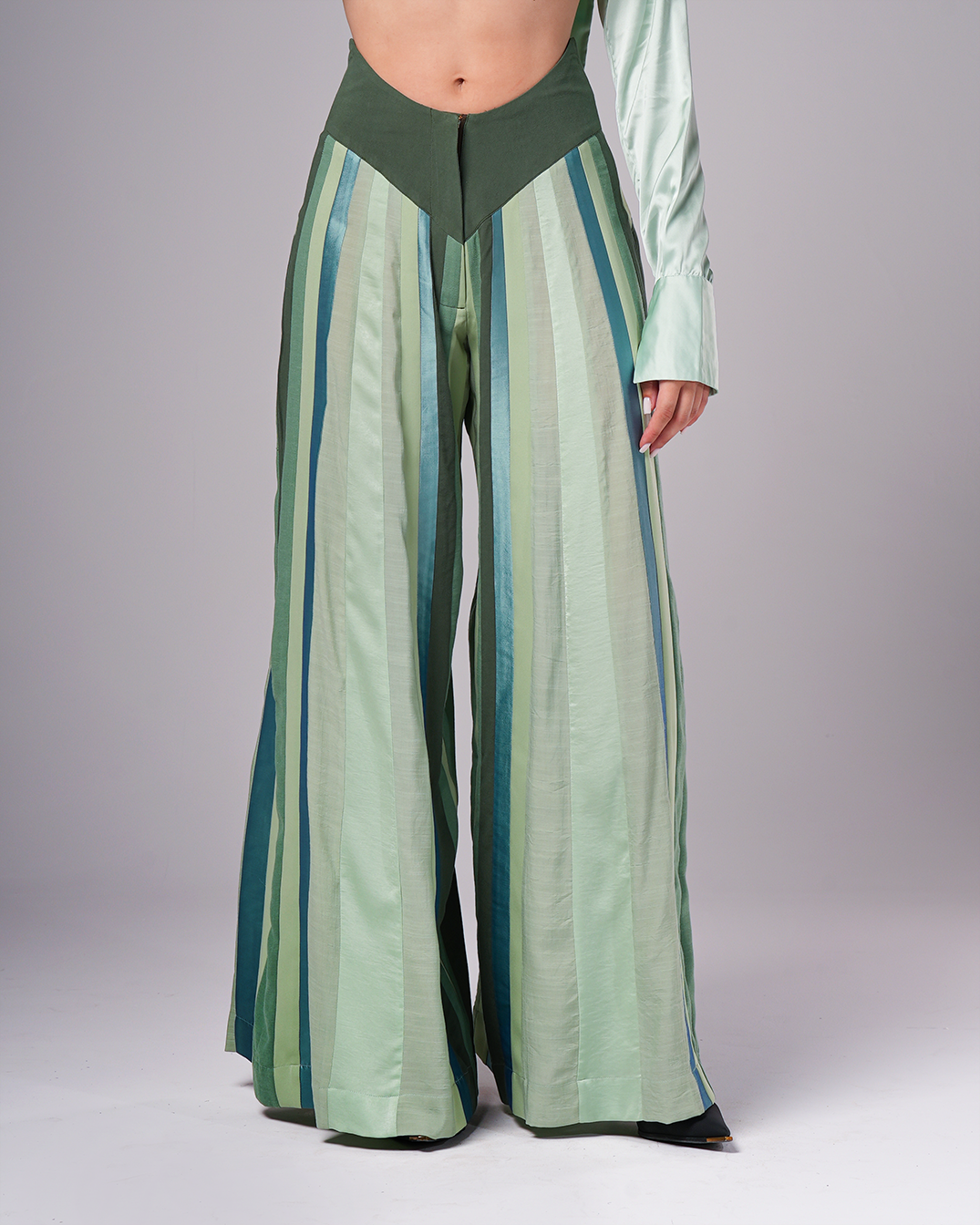 TEAL PANELLED PANTS