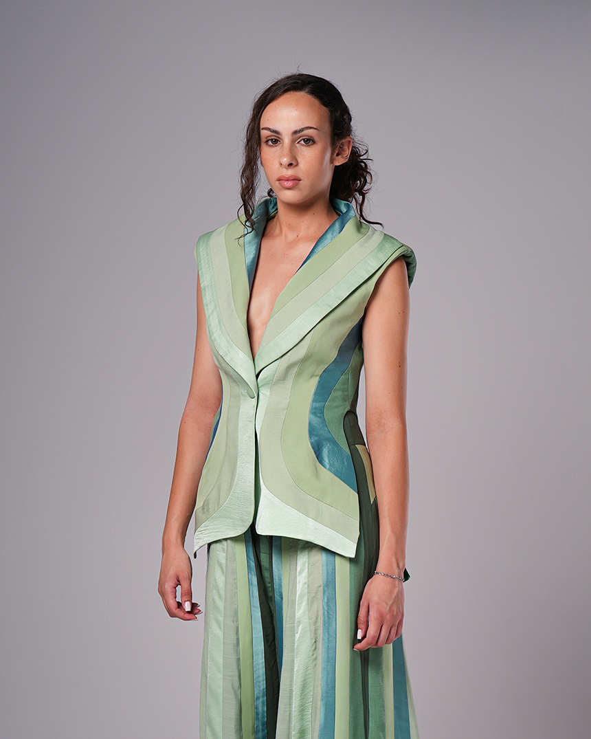 TEAL PANELLED VEST
