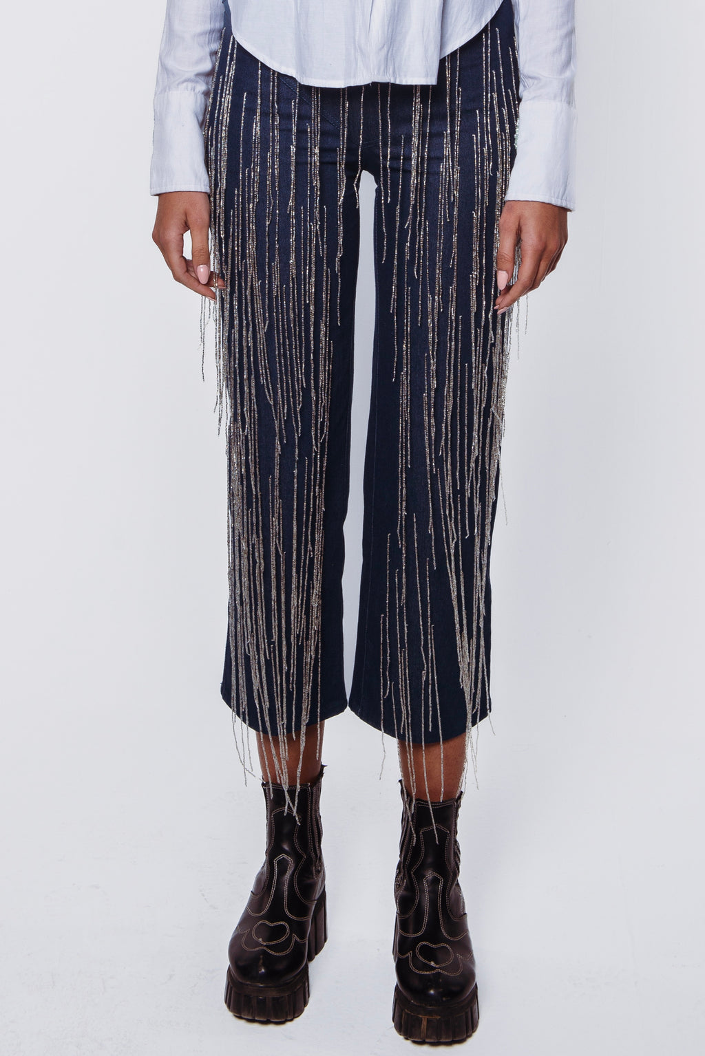 Wadi El Gemal Denim Pants With Fringes