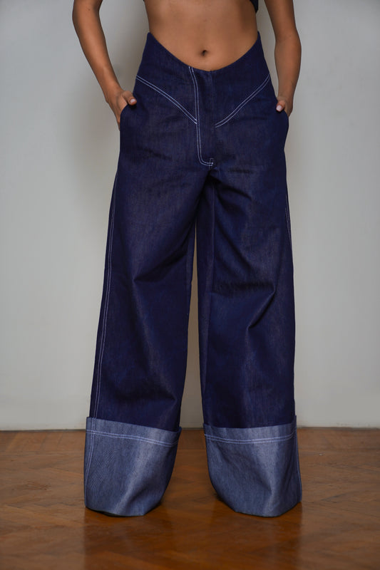 Denim Cuffed Pants